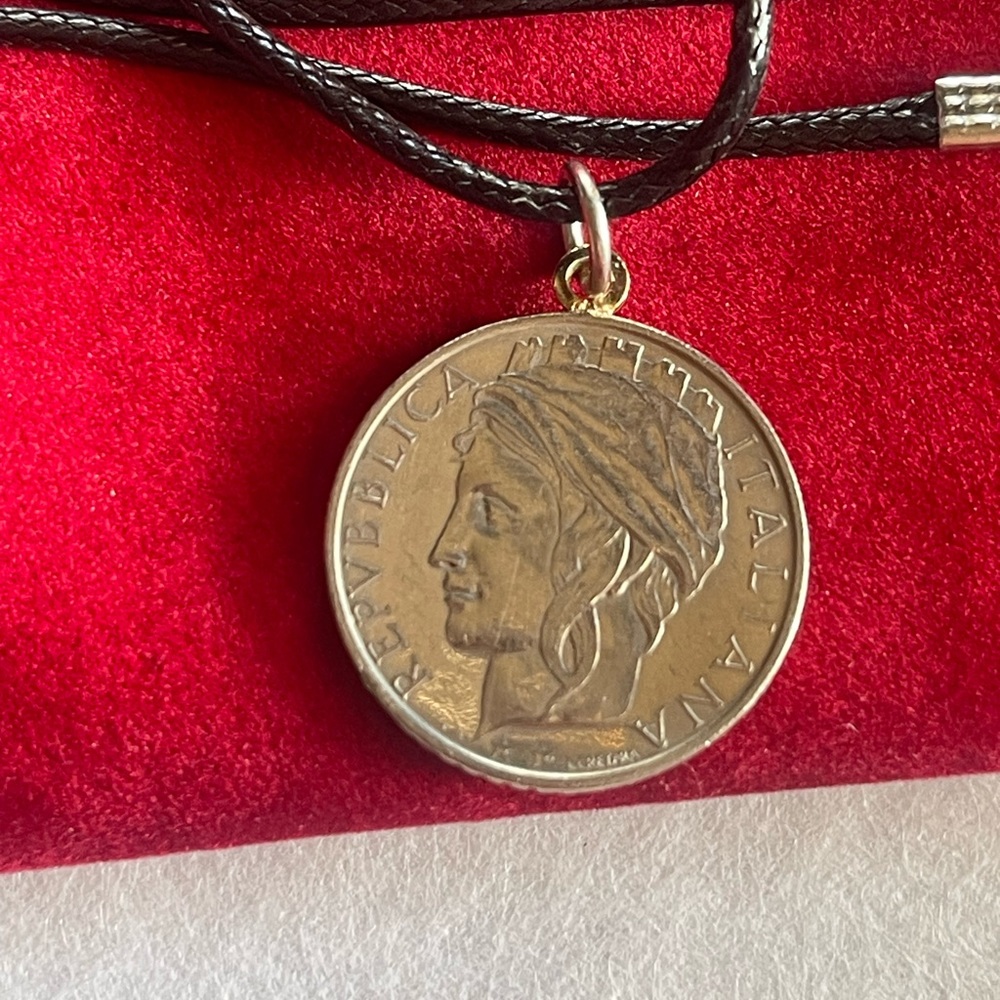 High rise Italian coin pendant necklace
